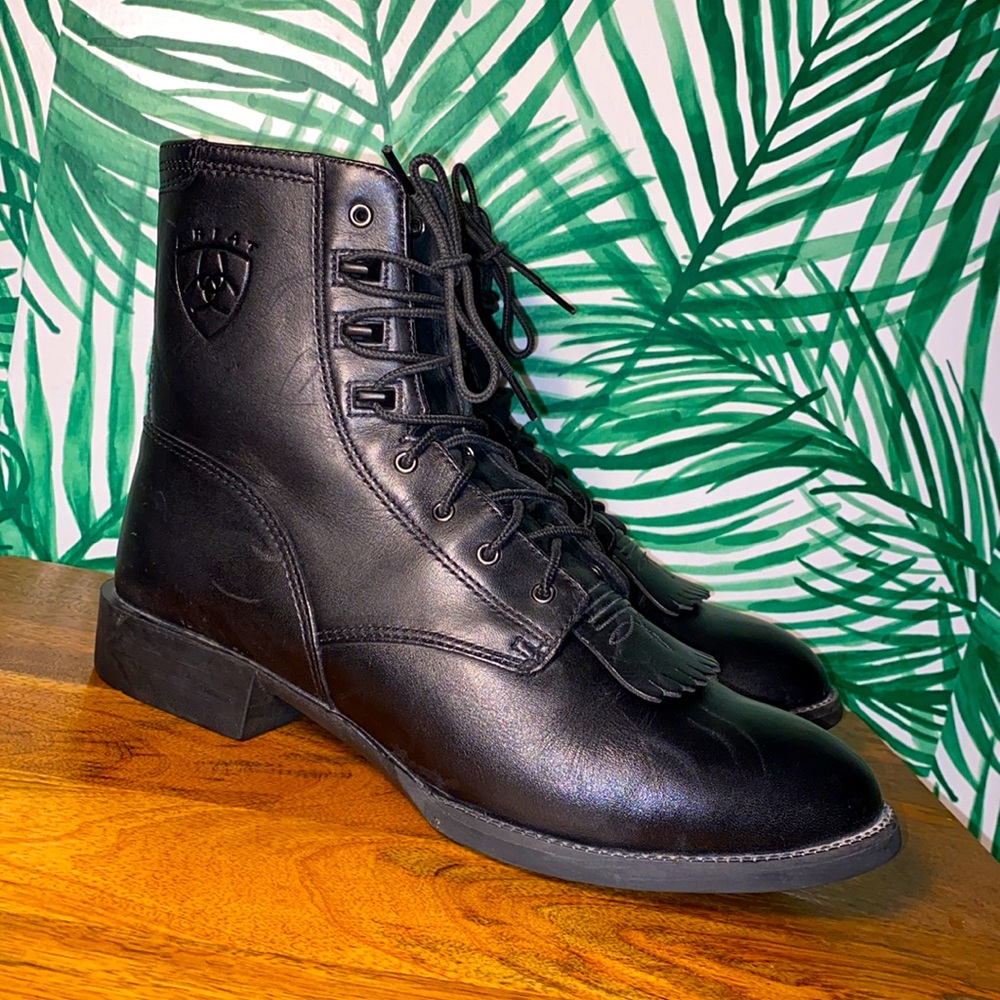 Ariat 33501 Black Leather Heritage Lacer Riding Boots 9.5 B (women’s)